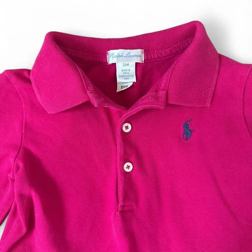 Ralph Lauren Toddler Girl Pink Peplum Polo Top 24M